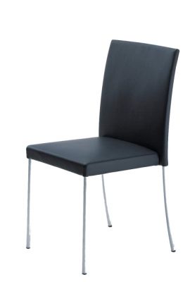 JASON LITE Stuhl von Walter Knoll mit schwarzem Lederbezug und filigranem Metallgestell.